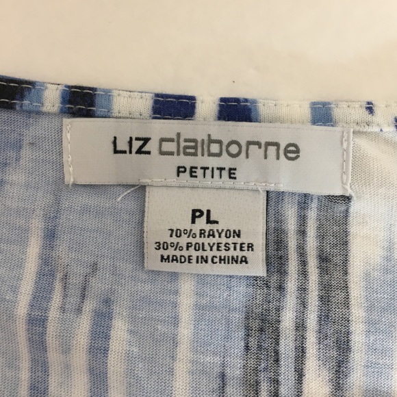 Liz Claiborne Abstract Blue Watercolor Short-Sleeved Shirt, Petite Large - Picture 5 of 9